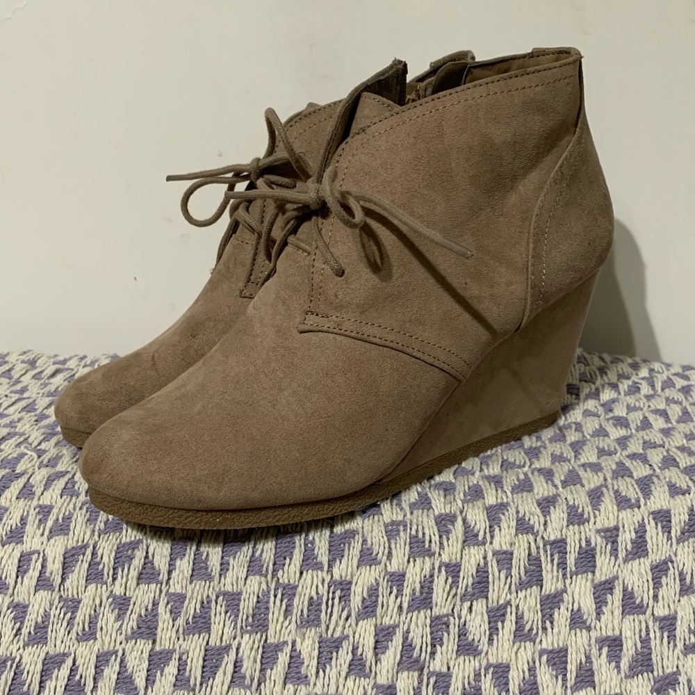 Suede Taupe Wedges